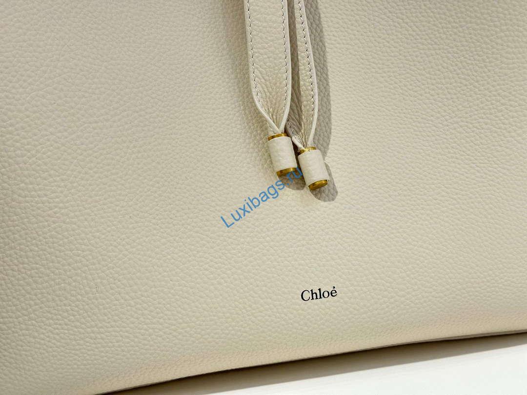Chloé CHC24SS630I3123W Marcie Hobo Bag in grained leather Misty Ivory | chloe chc24ss630i3123w marcie hobo bag in grained leather beige 3