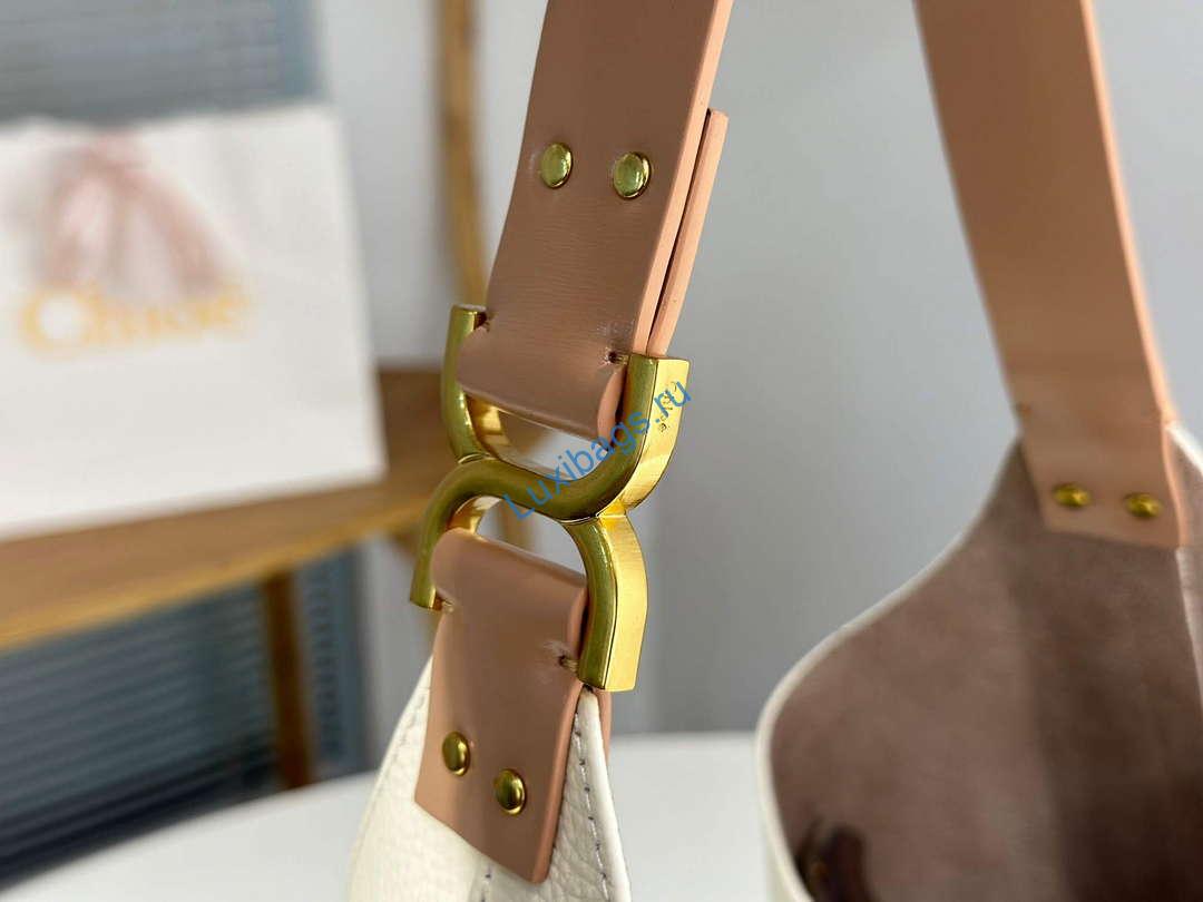 Chloé CHC24SS630I3123W Marcie Hobo Bag in grained leather Misty Ivory | chloe chc24ss630i3123w marcie hobo bag in grained leather beige 4
