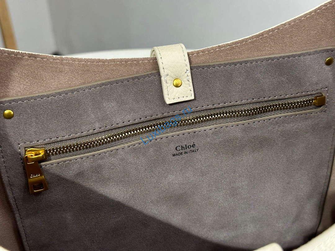 Chloé CHC24SS630I3123W Marcie Hobo Bag in grained leather Misty Ivory | chloe chc24ss630i3123w marcie hobo bag in grained leather beige 9