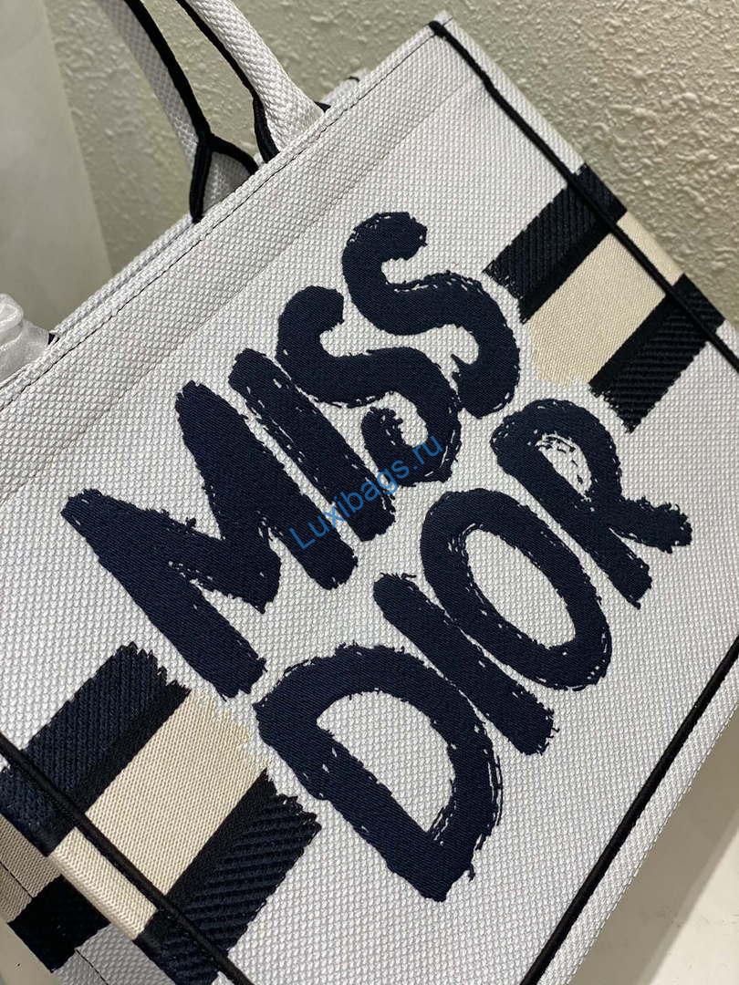 Dior M1296 Medium Dior Book Tote White and Blue Miss Dior Graffiti Embroidery | dior m1296 medium dior book tote white and blue miss dior graffiti embroidery 1 007