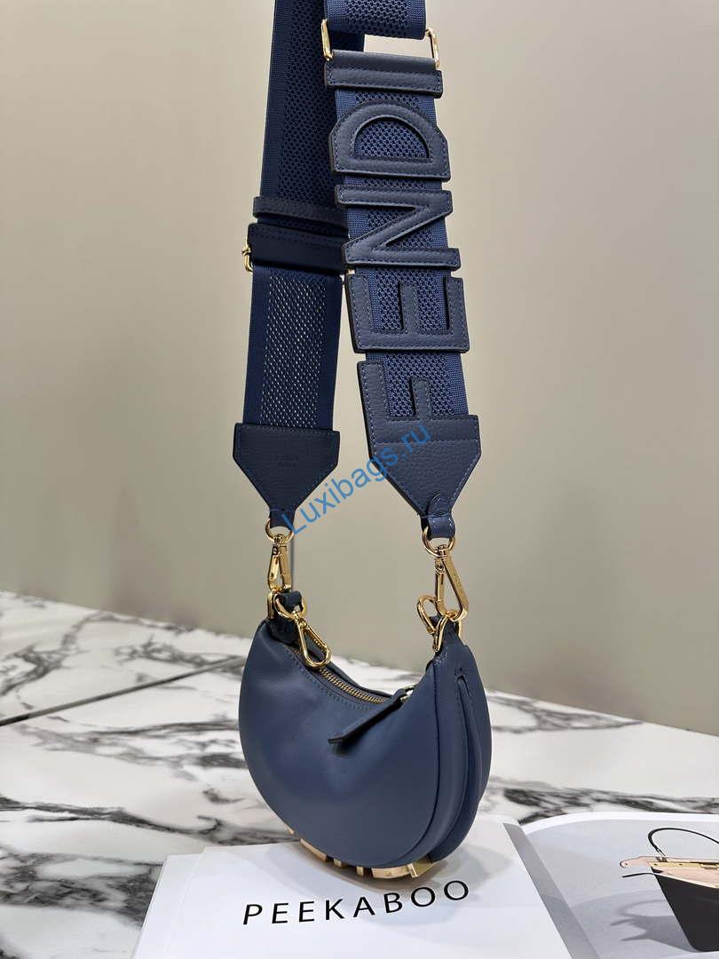 Fendi 7AS089 Nano Fendigraphy Gray Blue Leather Charm 80056S | fendi 7as089 nano fendigraphy gray blue leather charm 002