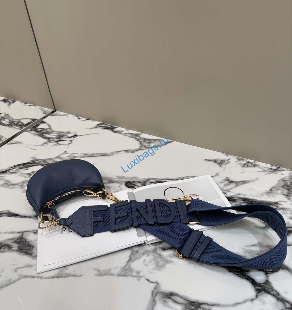 Fendi 7AS089 Nano Fendigraphy Gray Blue Leather Charm 80056S | fendi 7as089 nano fendigraphy gray blue leather charm 004