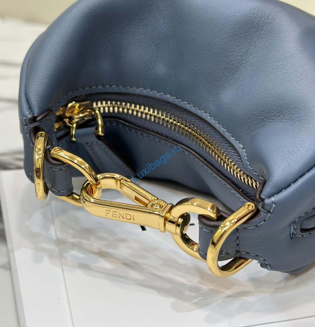 Fendi 7AS089 Nano Fendigraphy Gray Blue Leather Charm 80056S | fendi 7as089 nano fendigraphy gray blue leather charm 006