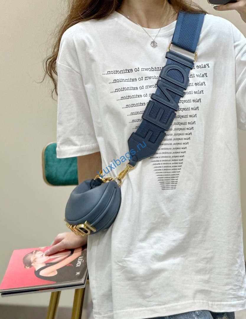 Fendi 7AS089 Nano Fendigraphy Gray Blue Leather Charm 80056S | fendi 7as089 nano fendigraphy gray blue leather charm 015