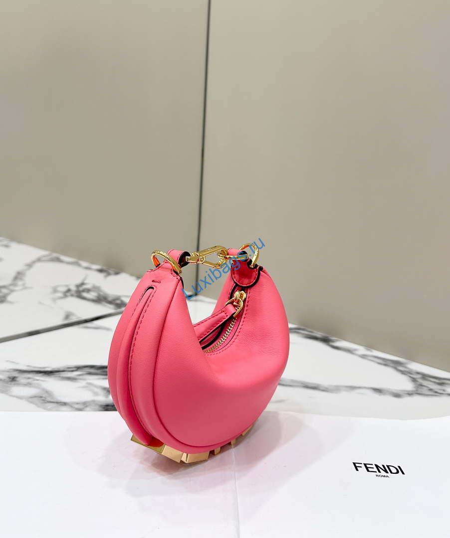 Fendi 7AS089 Nano Fendigraphy Rose Pink Leather Charm 80056S | fendi 7as089 nano fendigraphy leather charm 102