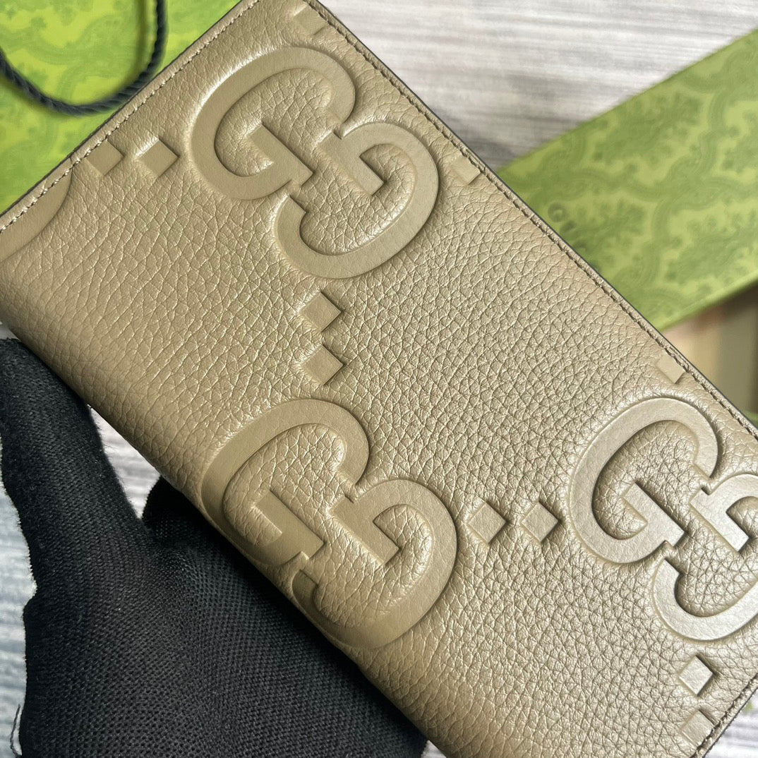 Gucci 739484 Original Gray leather Jumbo GG zip around wallet | gucci 739484 original gray leather long wallet 005