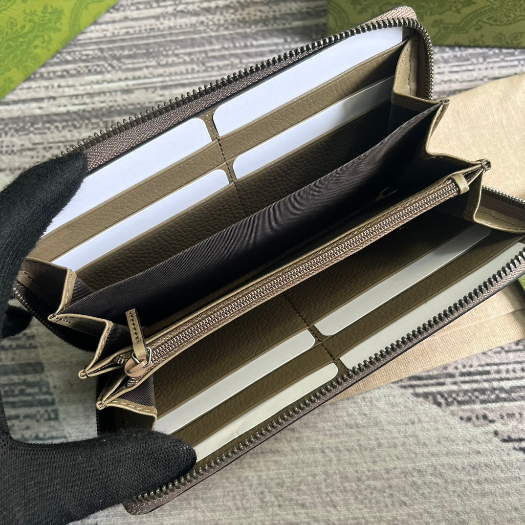 Gucci 739484 Original Gray leather Jumbo GG zip around wallet | gucci 739484 original gray leather long wallet 009