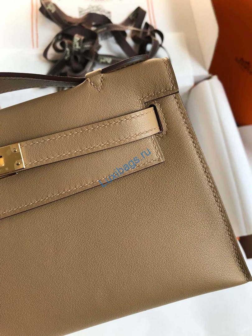 Hermes Kelly Pouchette Swift Leather clutch bag Gold H230289 | hermes kelly pouchette swift leather clutch bag silver h230289 004
