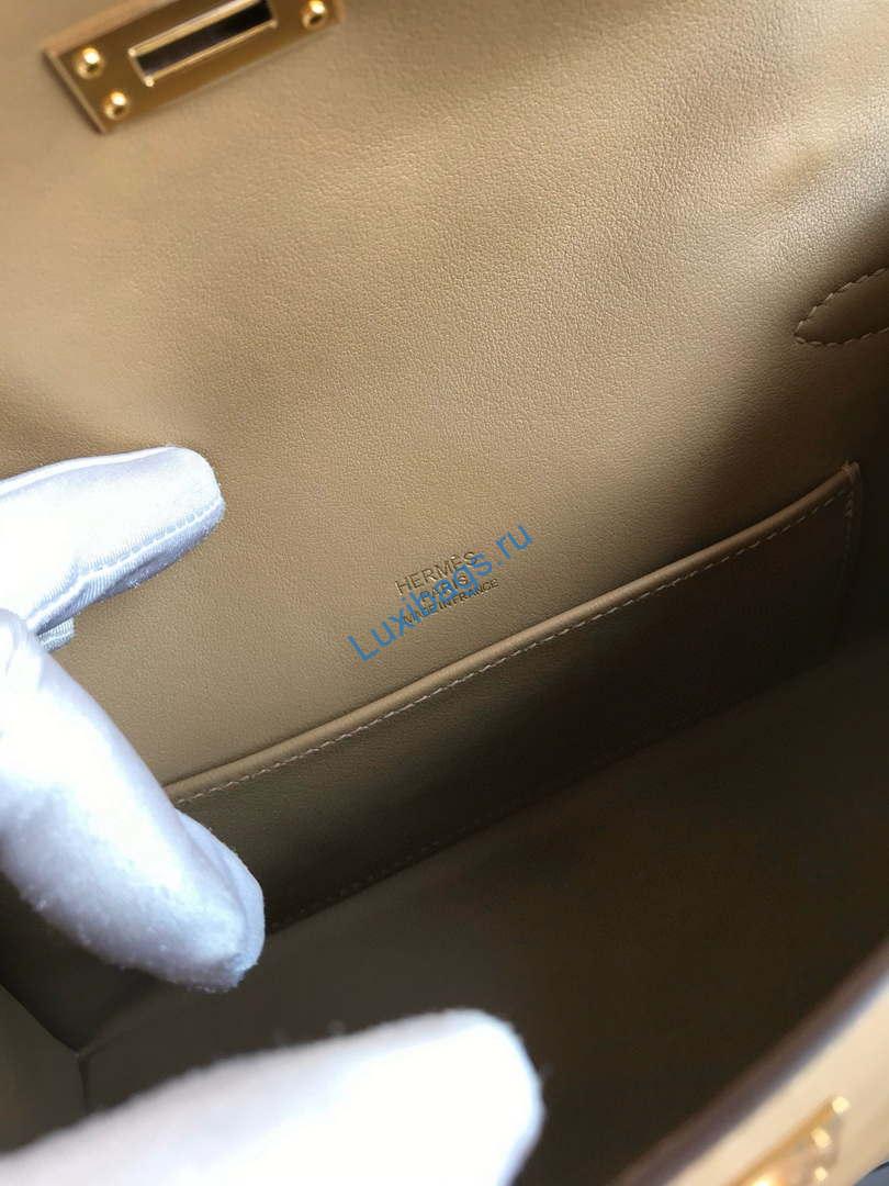 Hermes Kelly Pouchette Swift Leather clutch bag Gold H230289 | hermes kelly pouchette swift leather clutch bag silver h230289 009