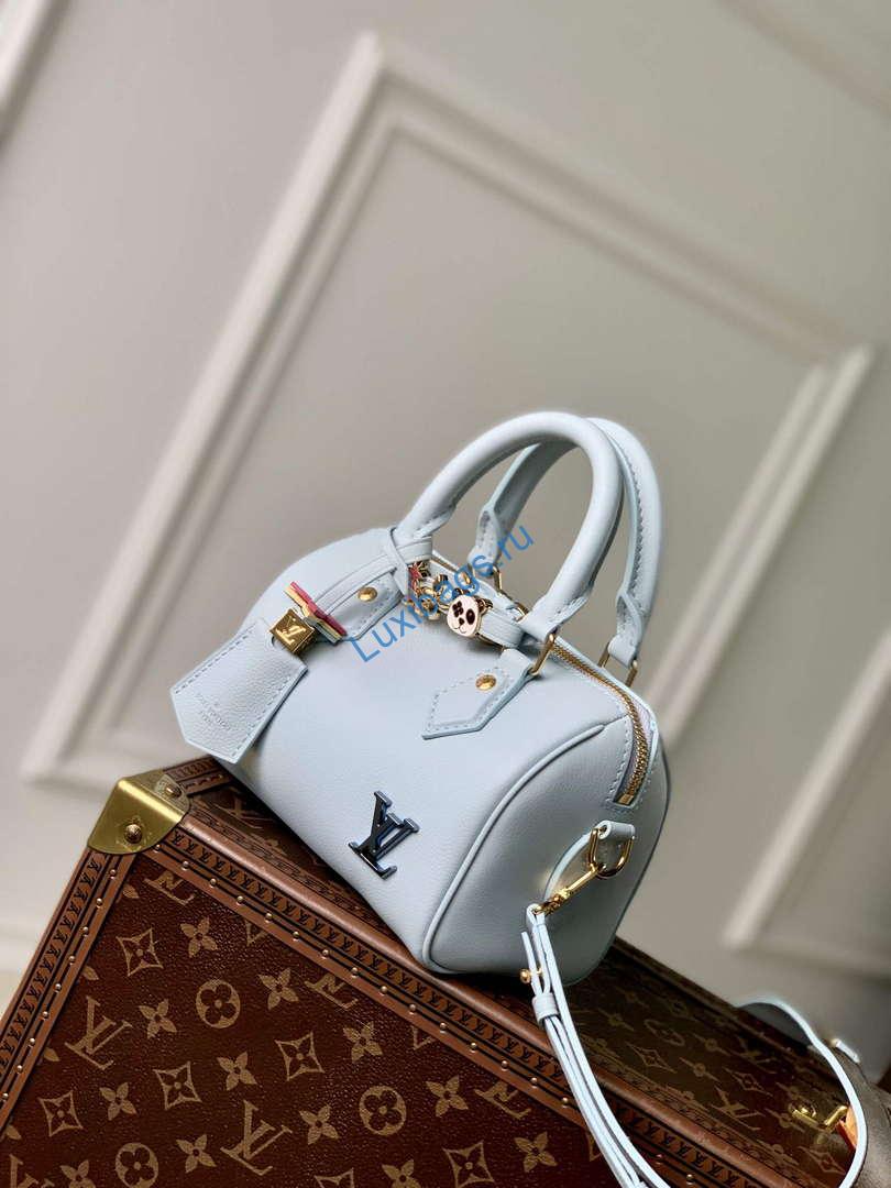 LV M24604 Louis Vuitton SPEEDY 18 LV&I Calf Leather Handbag Olympic Blue | lv m24604 louis vuitton speedy 18 lv i calf leather handbag olympic blue 2