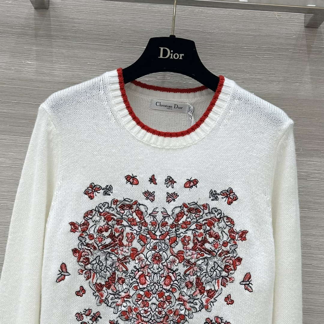 Dior Women's Floral embroidered long sleeves Sweater D38010 | dior womens floral embroidered long sleeves sweater d38010 002 dior womens floral embroidered long sleeves sweater d38010 002