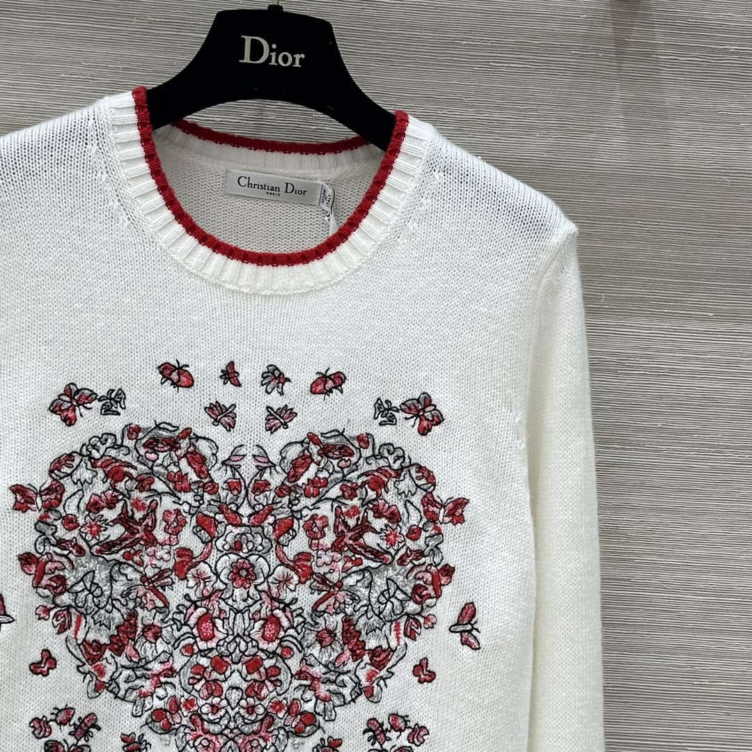 Dior Women's Floral embroidered long sleeves Sweater D38010 | dior womens floral embroidered long sleeves sweater d38010 004 dior womens floral embroidered long sleeves sweater d38010 004