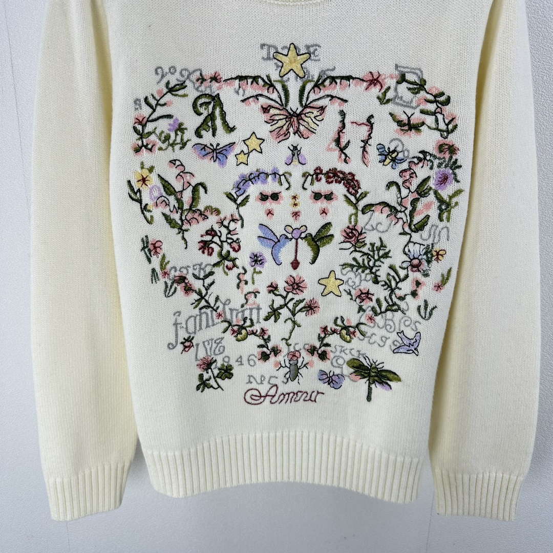 Dior Women's Floral embroidered long sleeves Sweater D38011 | dior womens floral embroidered long sleeves sweater d38011 005 dior womens floral embroidered long sleeves sweater d38011 005