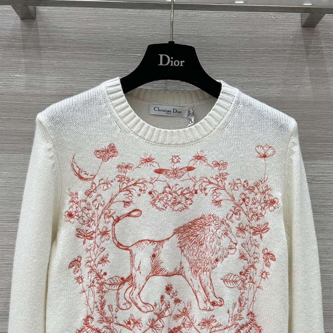 Dior Women's Floral embroidered long sleeves Sweater D38012 | dior womens floral embroidered long sleeves sweater d38012 004 dior womens floral embroidered long sleeves sweater d38012 004