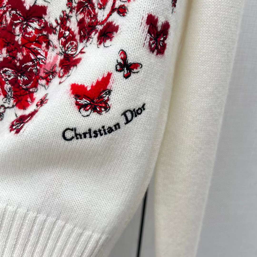 Dior Women's Floral embroidered long sleeves Sweater D38015 | dior womens floral embroidered long sleeves sweater d38015 005 dior womens floral embroidered long sleeves sweater d38015 005