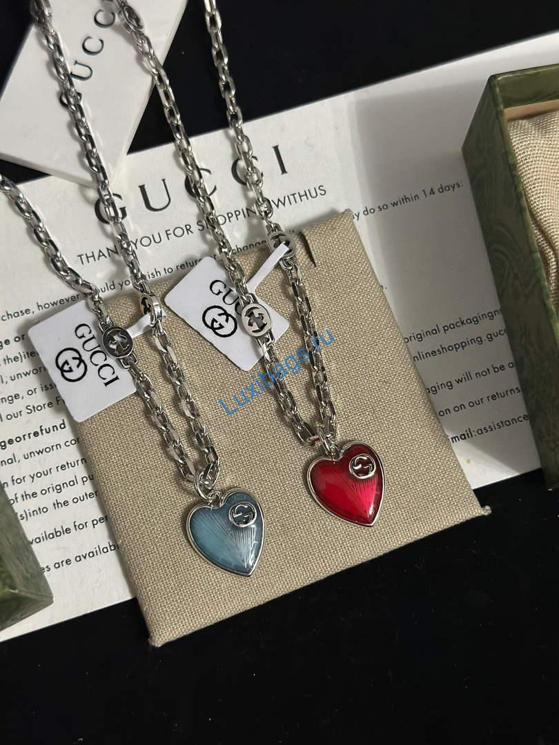 Gucci ‎ ‎‎645545 heart necklace with interlocking g silver(light blue) | gucci 645545 heart necklace with interlocking g silverlight blue 1 gucci 645545 heart necklace with interlocking g silverlight blue 1