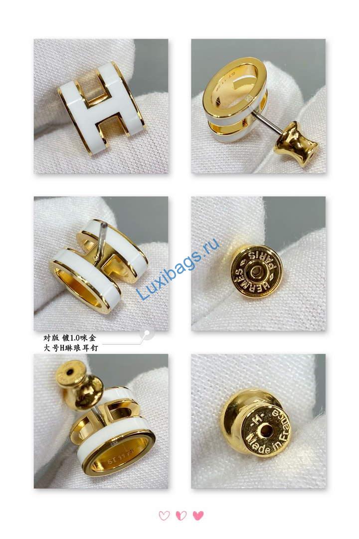 Hermes Pop H earrings H3611014 White | hermes pop h earrings h3611014 white 4 hermes pop h earrings h3611014 white 4