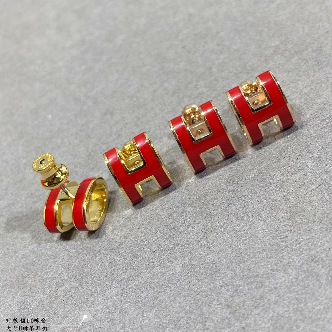 Hermes Pop H earrings H3611018 Red | hermes pop h earrings h3611018 red 3 hermes pop h earrings h3611018 red 3