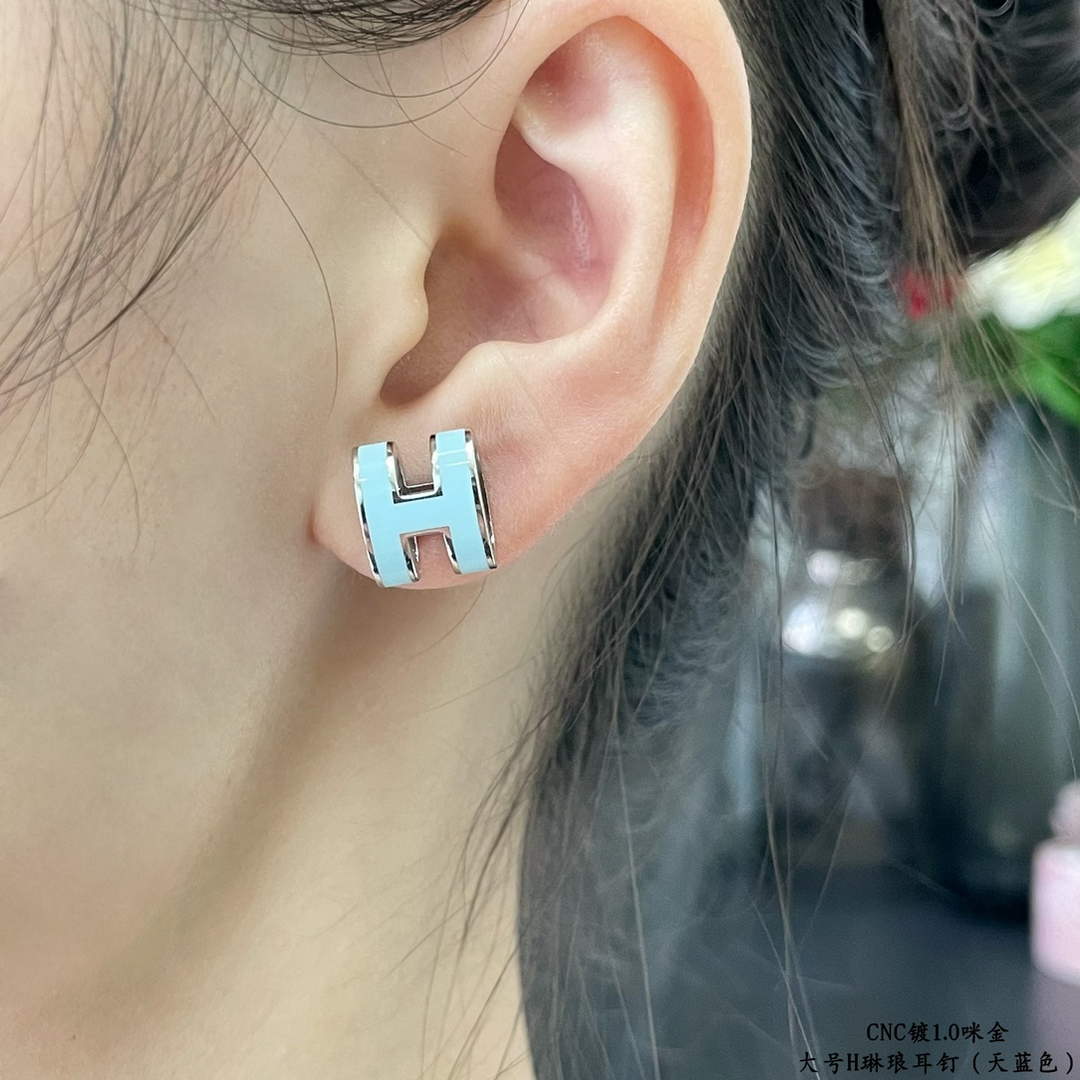 Hermes Pop H earrings H3611020 Sky Blue | hermes pop h earrings h3611020 sky blue 2 hermes pop h earrings h3611020 sky blue 2