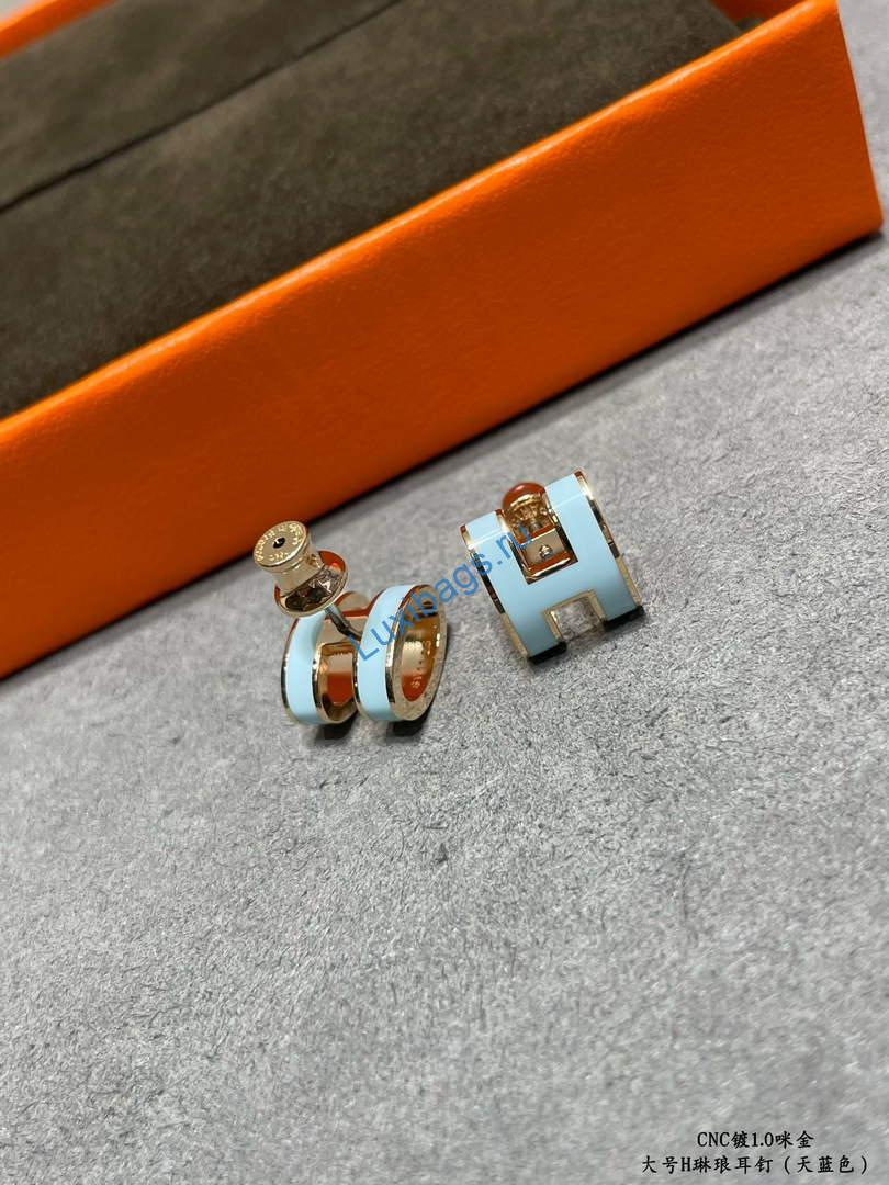Hermes Pop H earrings H3611020 Sky Blue | hermes pop h earrings h3611020 sky blue 4 hermes pop h earrings h3611020 sky blue 4