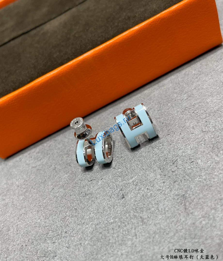 Hermes Pop H earrings H3611020 Sky Blue | hermes pop h earrings h3611020 sky blue 5 hermes pop h earrings h3611020 sky blue 5