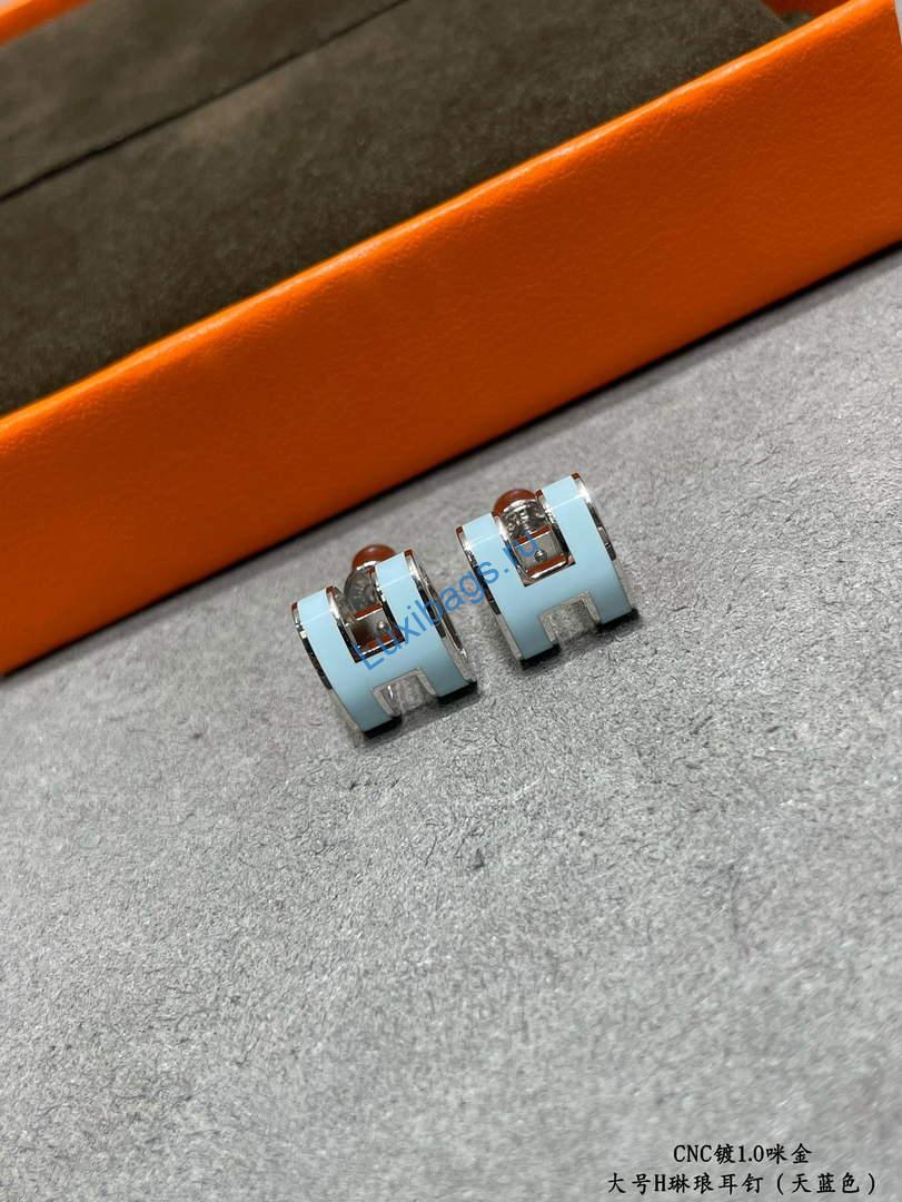 Hermes Pop H earrings H3611020 Sky Blue | hermes pop h earrings h3611020 sky blue 7 hermes pop h earrings h3611020 sky blue 7