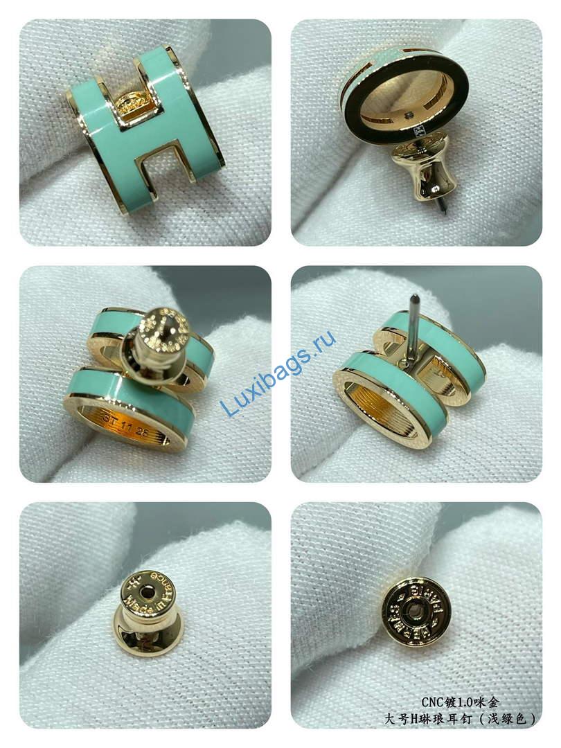 Hermes Pop H earrings H3611021 light green | hermes pop h earrings h3611021 light green 9 hermes pop h earrings h3611021 light green 9