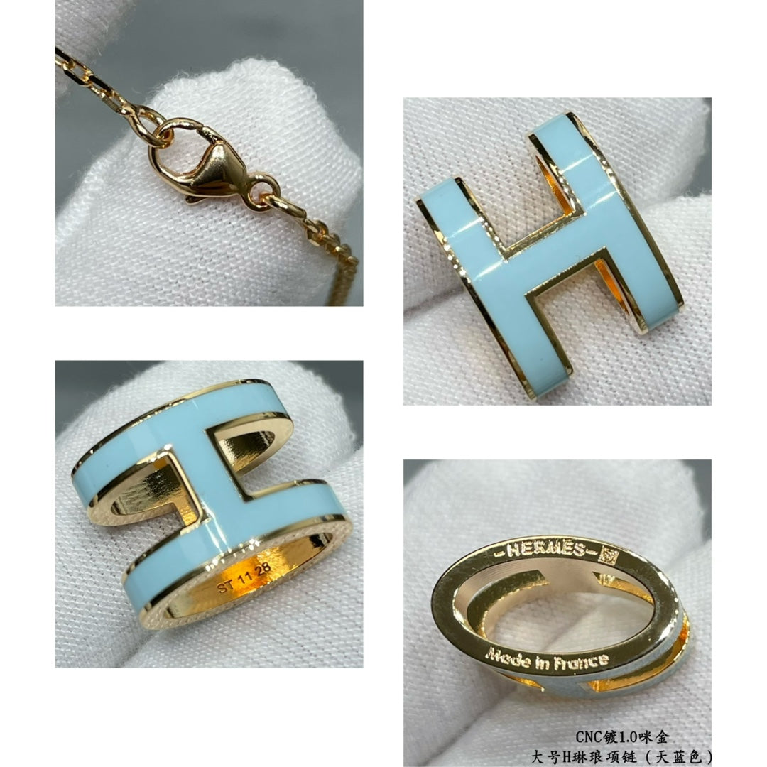 Hermes Pop H pendant necklace H3611012 Sky Blue | hermes pop h pendant necklace h3611012 sky blue 7 hermes pop h pendant necklace h3611012 sky blue 7