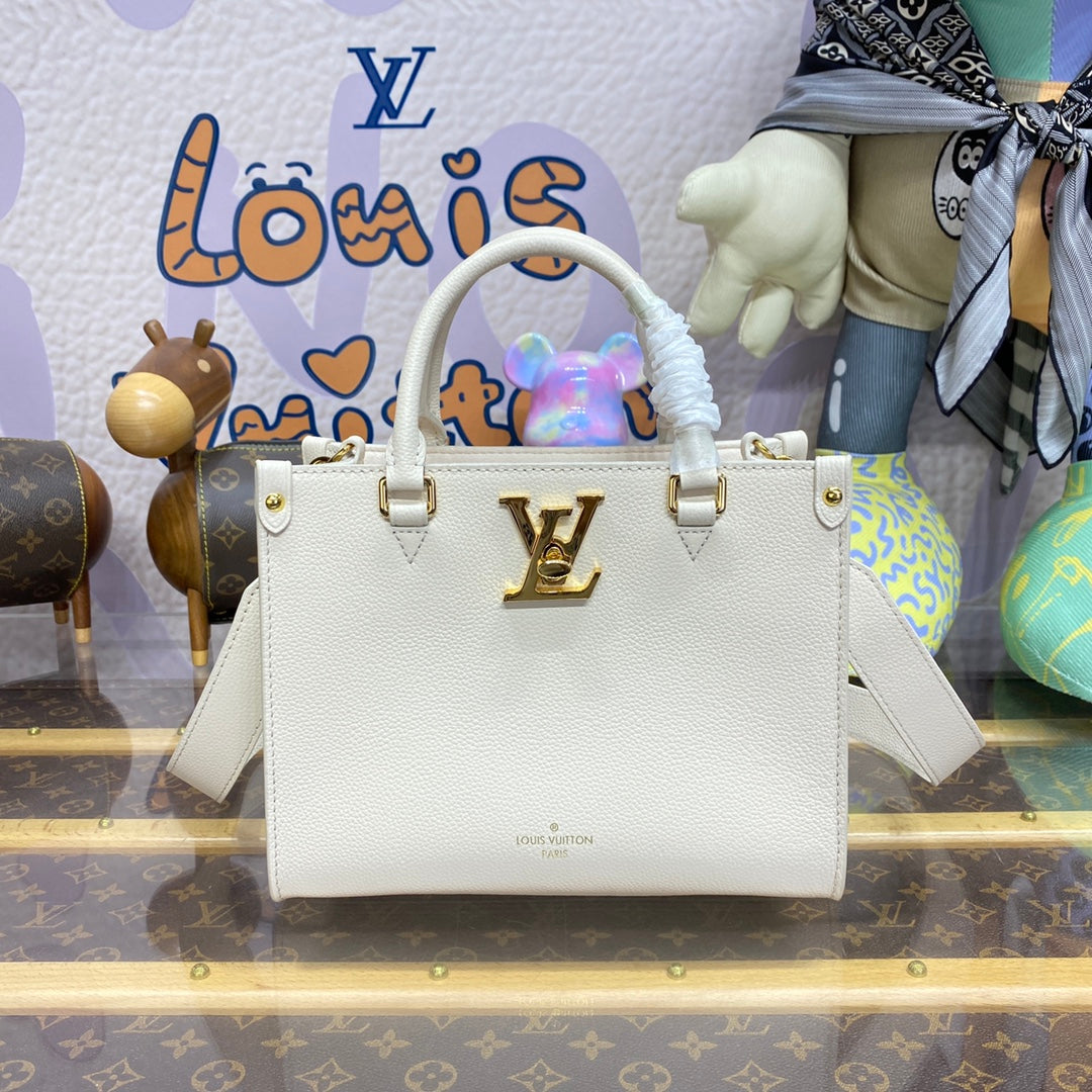 LV M23637 Louis Vuitton Lock & Go Bag Lockme Grained Calf Leather Quartz White | lv m23637 louis vuitton lock go bag lockme grained calf leather quartz white 2 lv m23637 louis vuitton lock go bag lockme grained calf leather quartz white 2