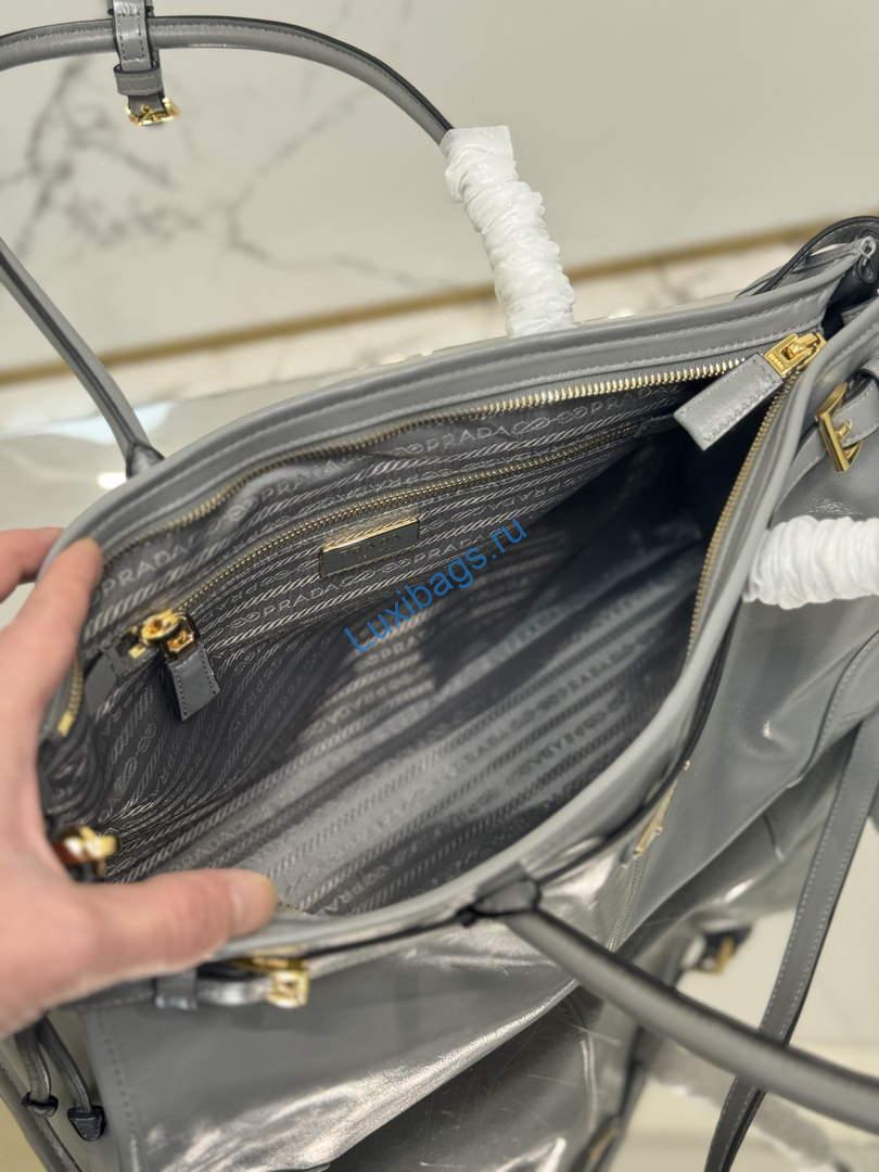 Prada 1BA433 Prada Large leather handbag Pewter | prada 1ba433 prada large leather handbag pewter 8 prada 1ba433 prada large leather handbag pewter 8