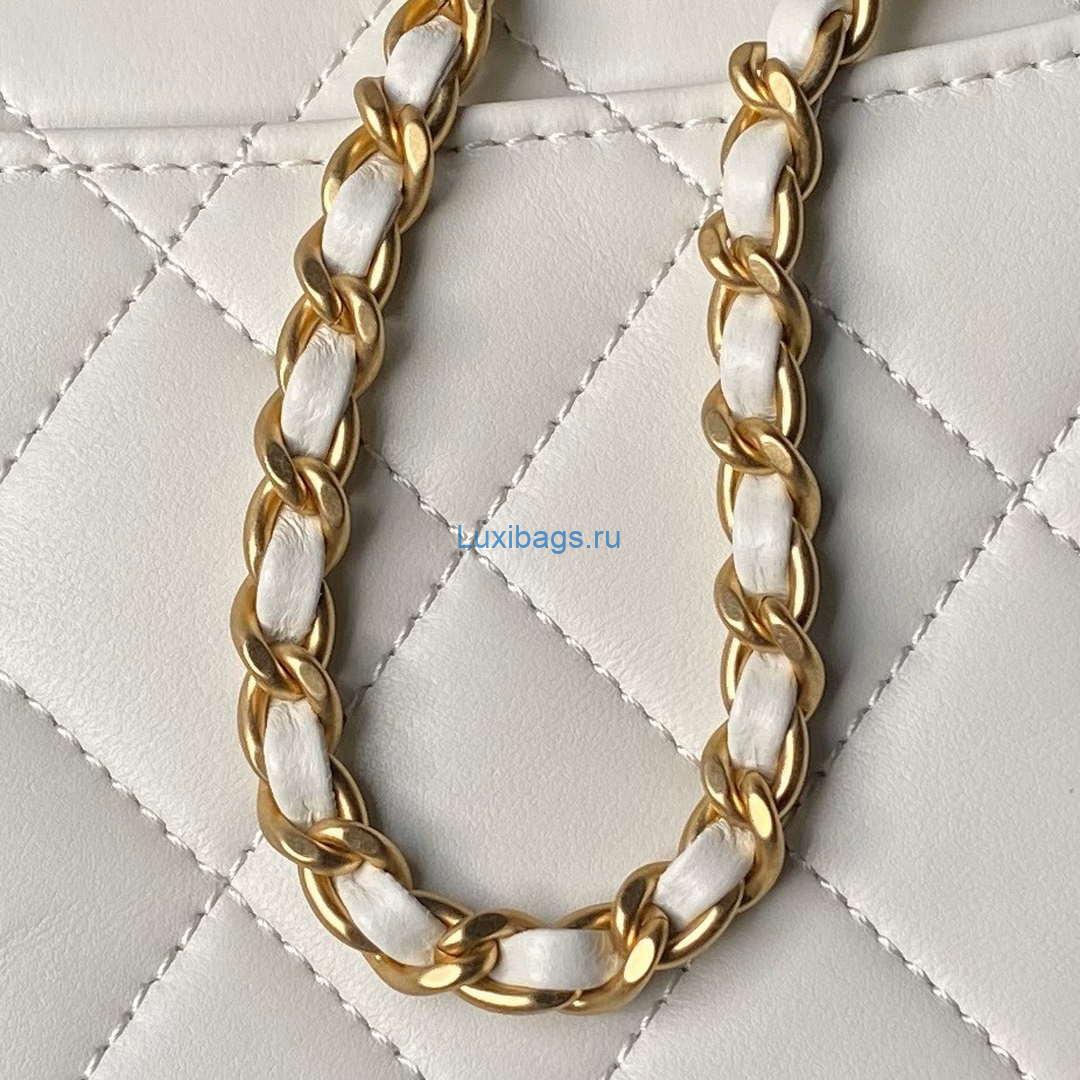 Chanel AS4967 Small Flap Bag Shiny Lambskin Enamel & Gold-Tone Metal White | wsxc1731945516483 4 wsxc1731945516483 4