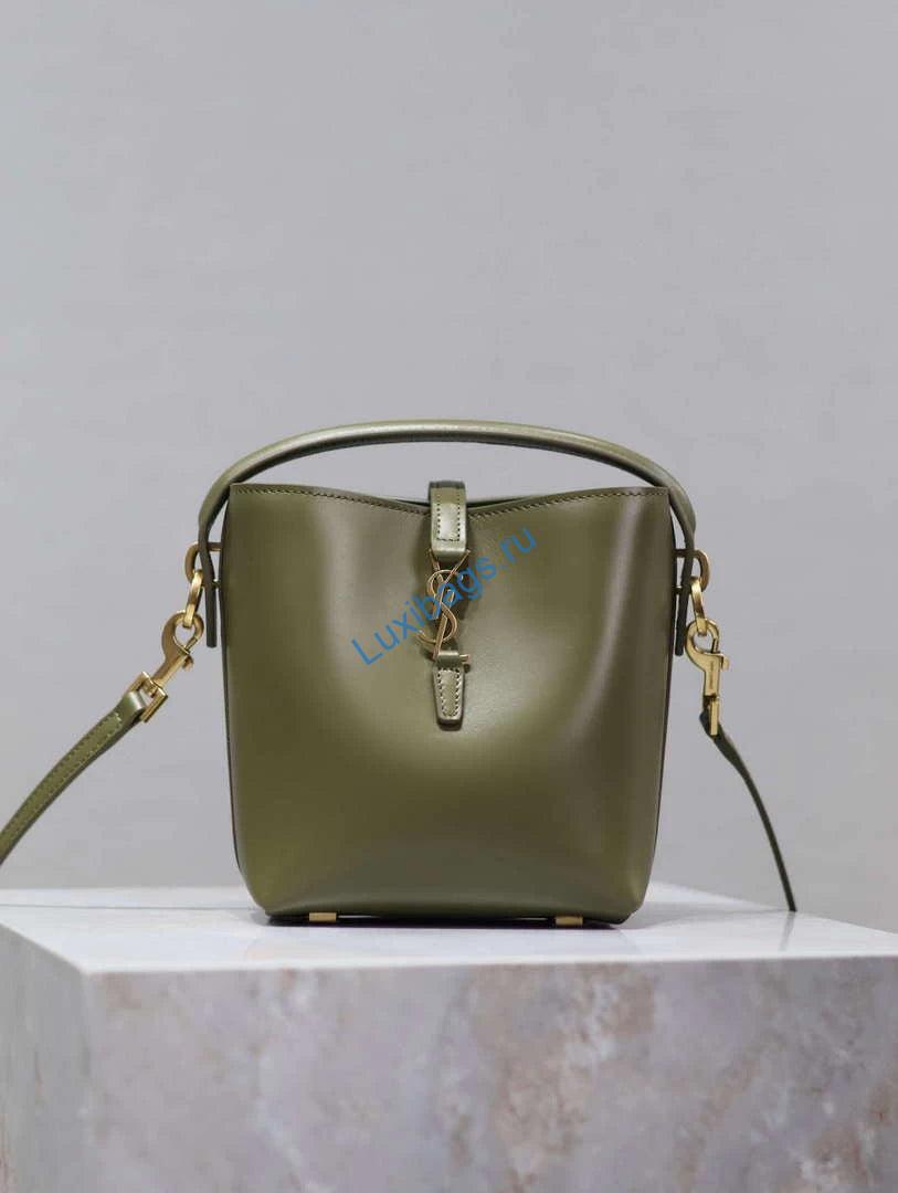 YSL 765870 LE 37 Mini in Lambskin leather Green