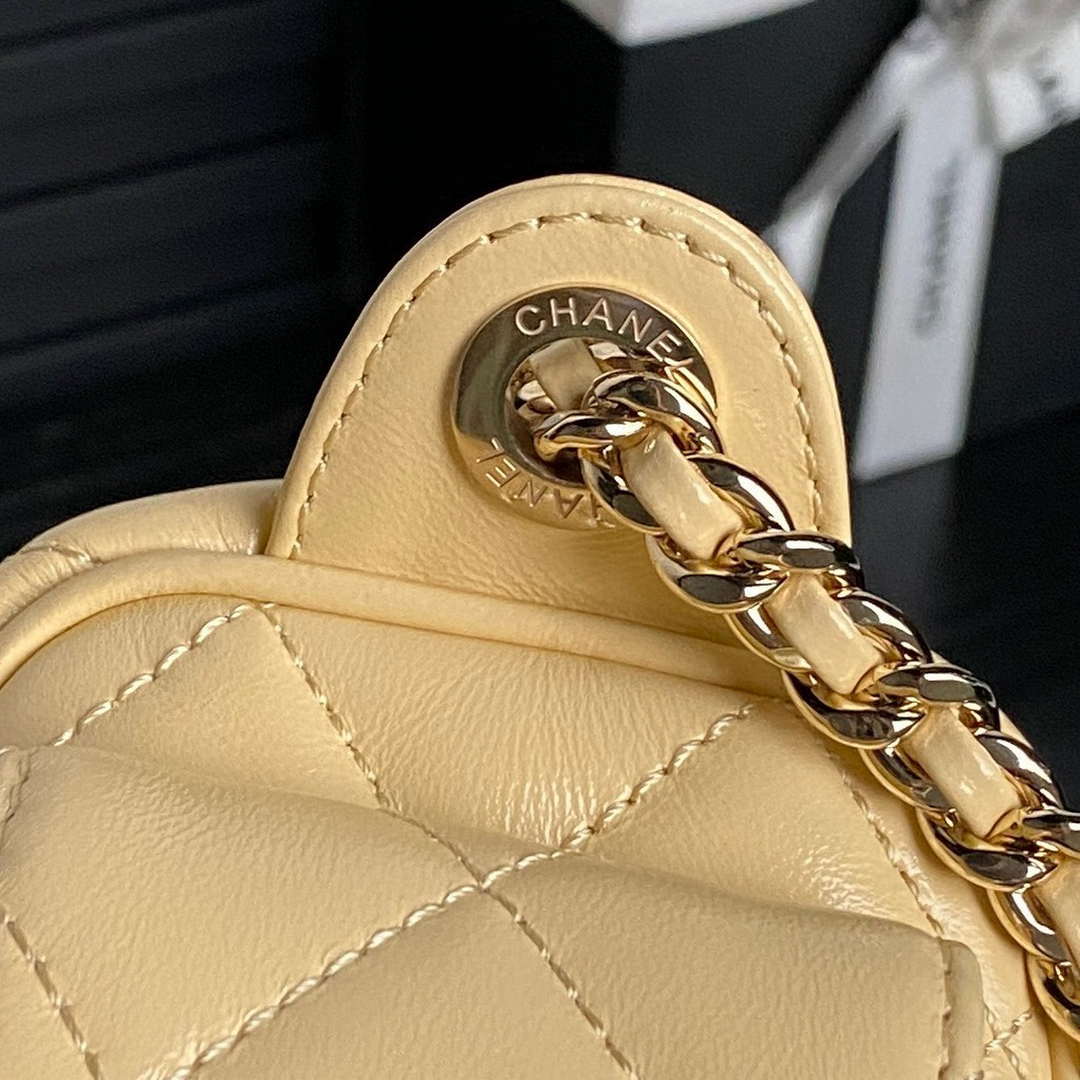 Chanel AS5220 Small Camera Case Bag Shiny Crumpled Lambskin & Gold-Tone Metal Apricot | chanel as5220 small camera case bag 05