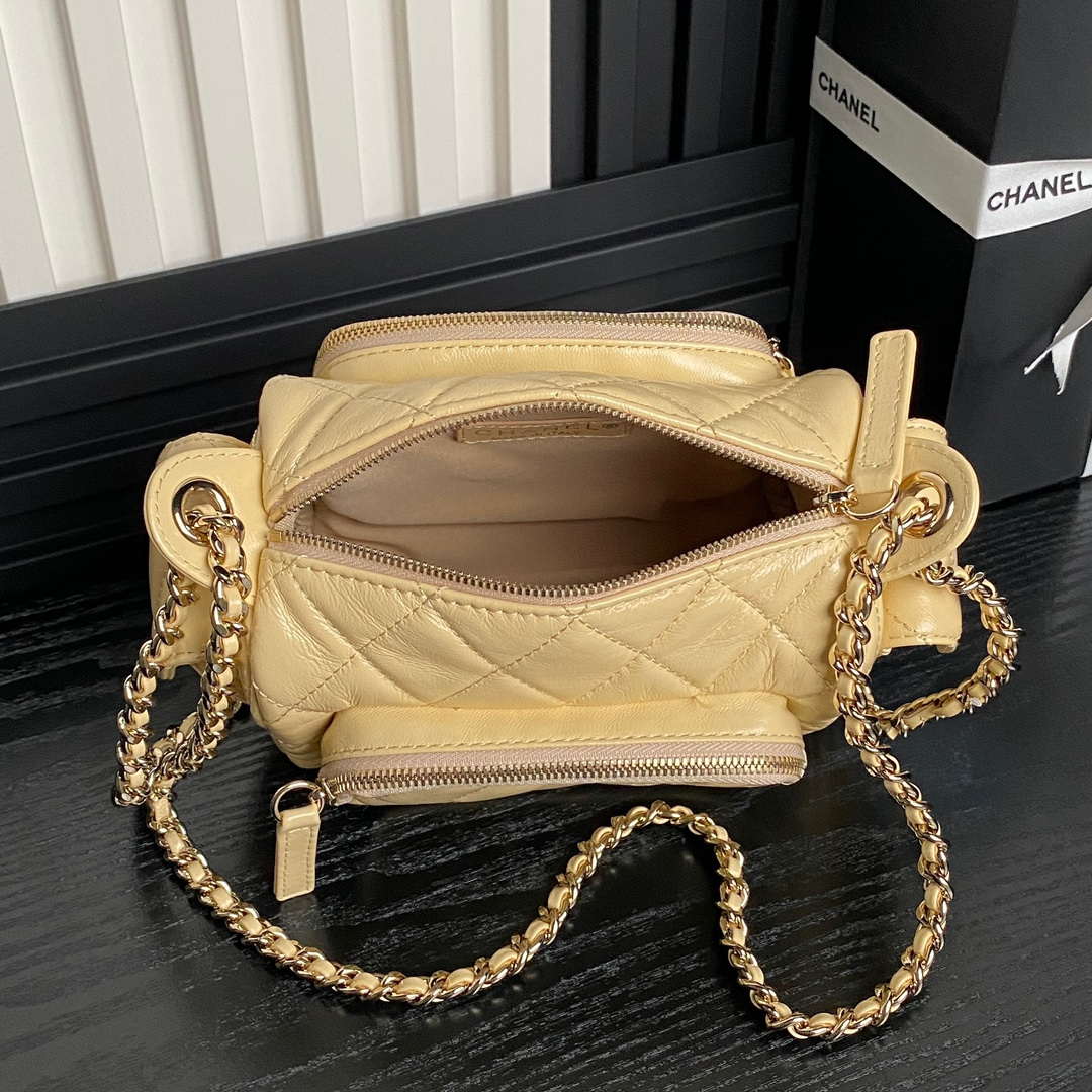 Chanel AS5220 Small Camera Case Bag Shiny Crumpled Lambskin & Gold-Tone Metal Apricot | chanel as5220 small camera case bag 09