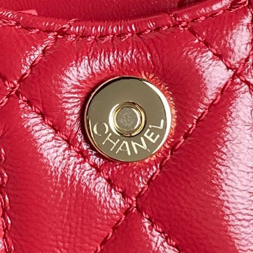 Chanel AS5220 Small Camera Case Bag Shiny Crumpled Lambskin & Gold-Tone Metal Red | chanel as5220 small camera case bag 15