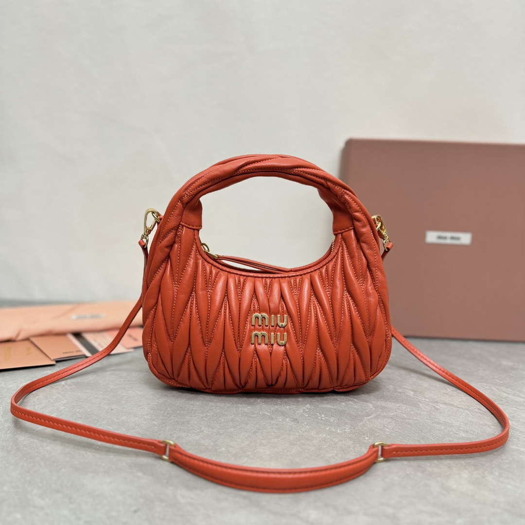MiuMiu 5BC125 Small Matelassé nappa leather handbag Orange