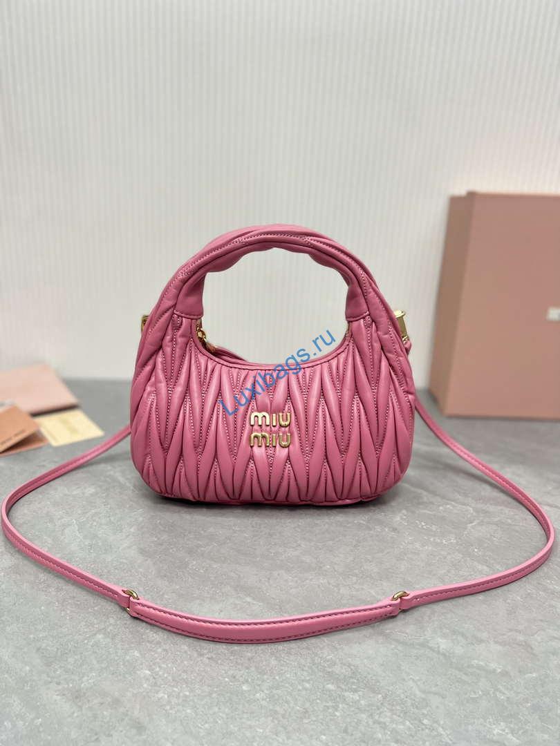 MiuMiu 5BC125 Small Matelassé nappa leather handbag Pink
