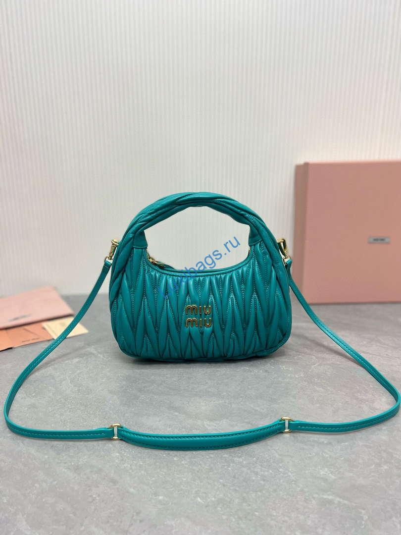 MiuMiu 5BC125 Small Matelassé nappa leather handbag Dark Green