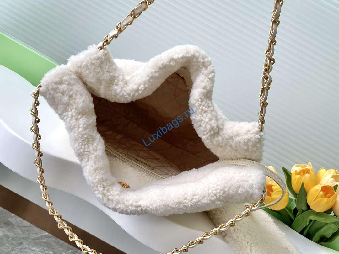 Chanel 22 bag AS3260 Small Handbag Sheep wool Beige | chanel 22 bag as3260 small handbag sheep wool beige 07