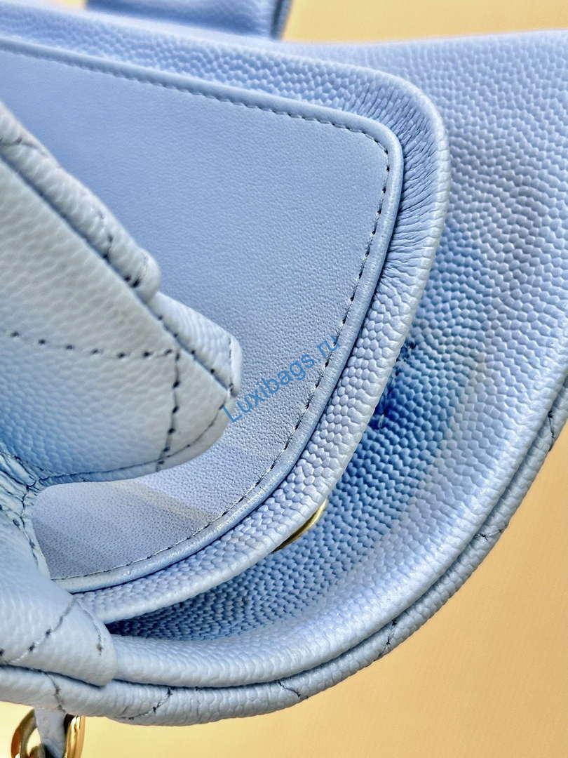 Chanel A01112 Flap Classic 11.12 Handbag Calfskin Gold Light Blue | chanel a01112 flap classic 11 12 handbag calfskin gold light blue 08