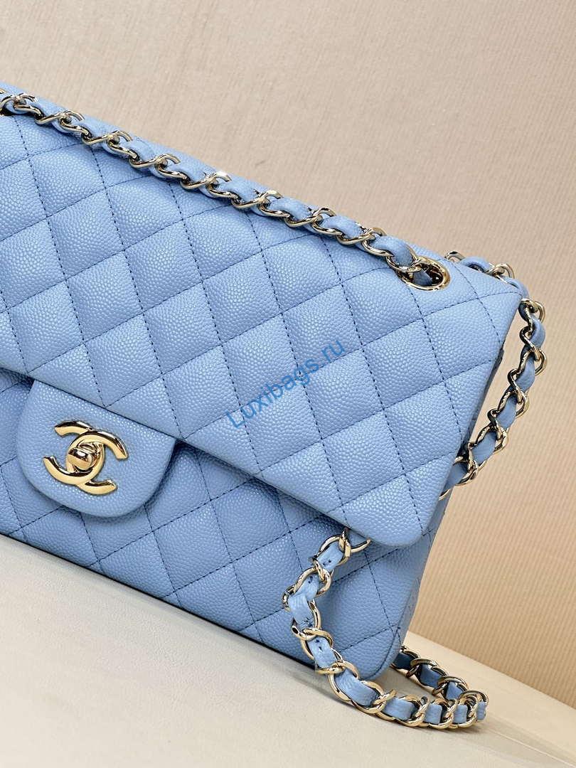 Chanel A01112 Flap Classic 11.12 Handbag Calfskin Gold Light Blue | chanel a01112 flap classic 11 12 handbag calfskin gold light blue 14