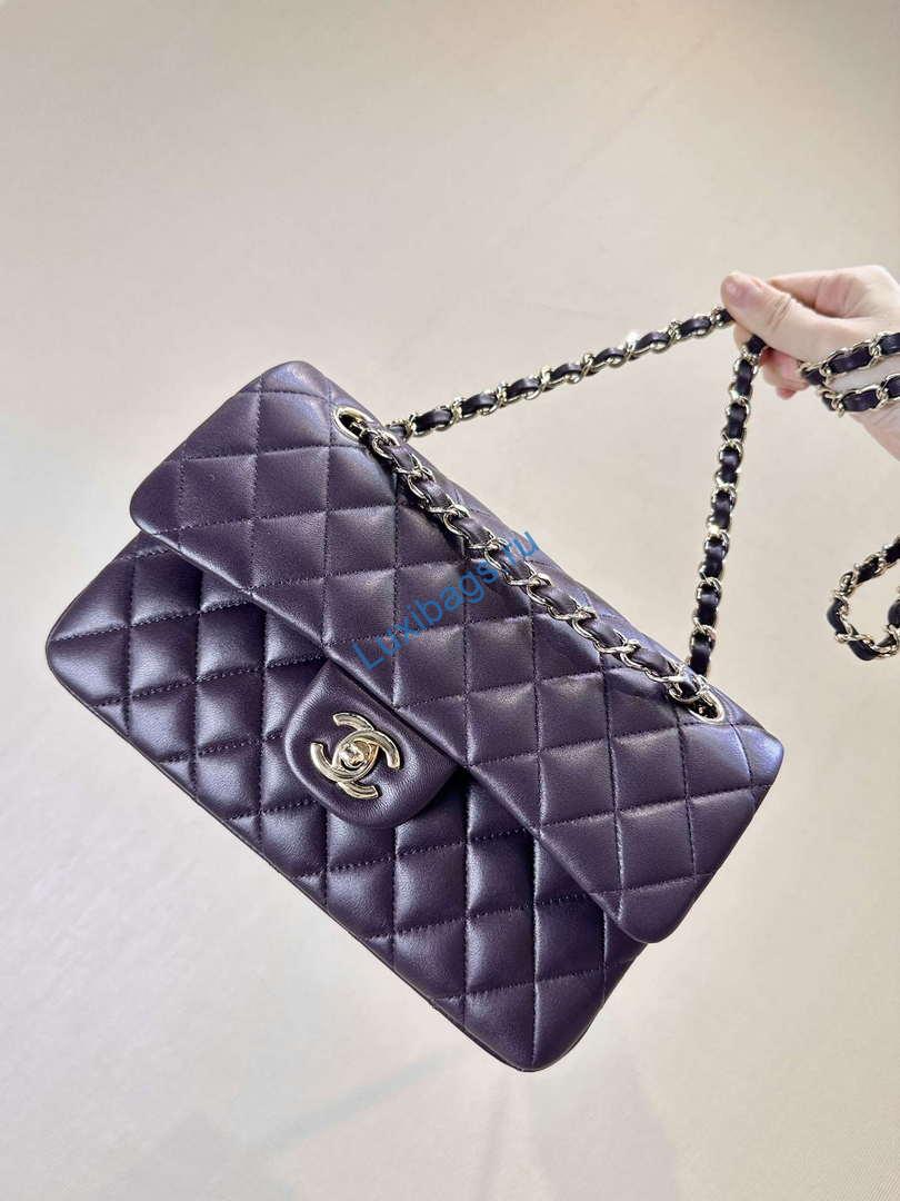 Chanel A01112 Flap Classic 11.12 Handbag Grape Purple Lambskin Light Gold | chanel a01112 flap classic 11 12 handbag grape purple lambskin light gold 01