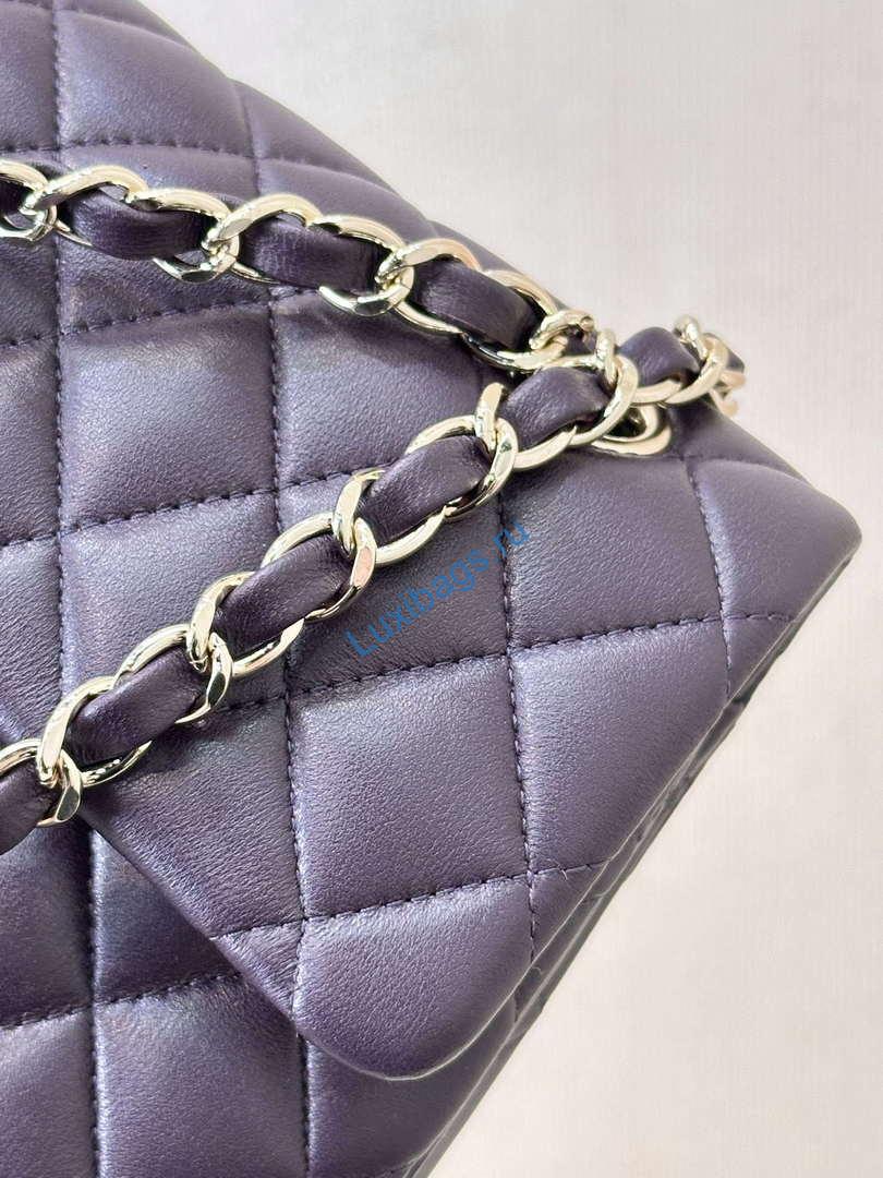 Chanel A01112 Flap Classic 11.12 Handbag Grape Purple Lambskin Light Gold | chanel a01112 flap classic 11 12 handbag grape purple lambskin light gold 03