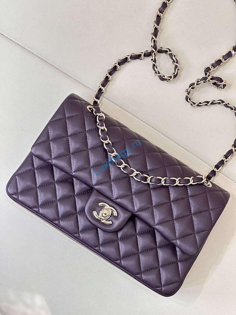 Chanel A01112 Flap Classic 11.12 Handbag Grape Purple Lambskin Light Gold | chanel a01112 flap classic 11 12 handbag grape purple lambskin light gold 11