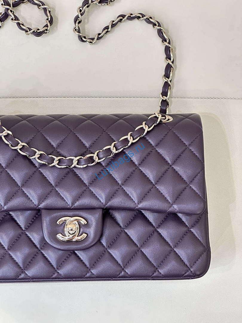 Chanel A01112 Flap Classic 11.12 Handbag Grape Purple Lambskin Light Gold | chanel a01112 flap classic 11 12 handbag grape purple lambskin light gold 12