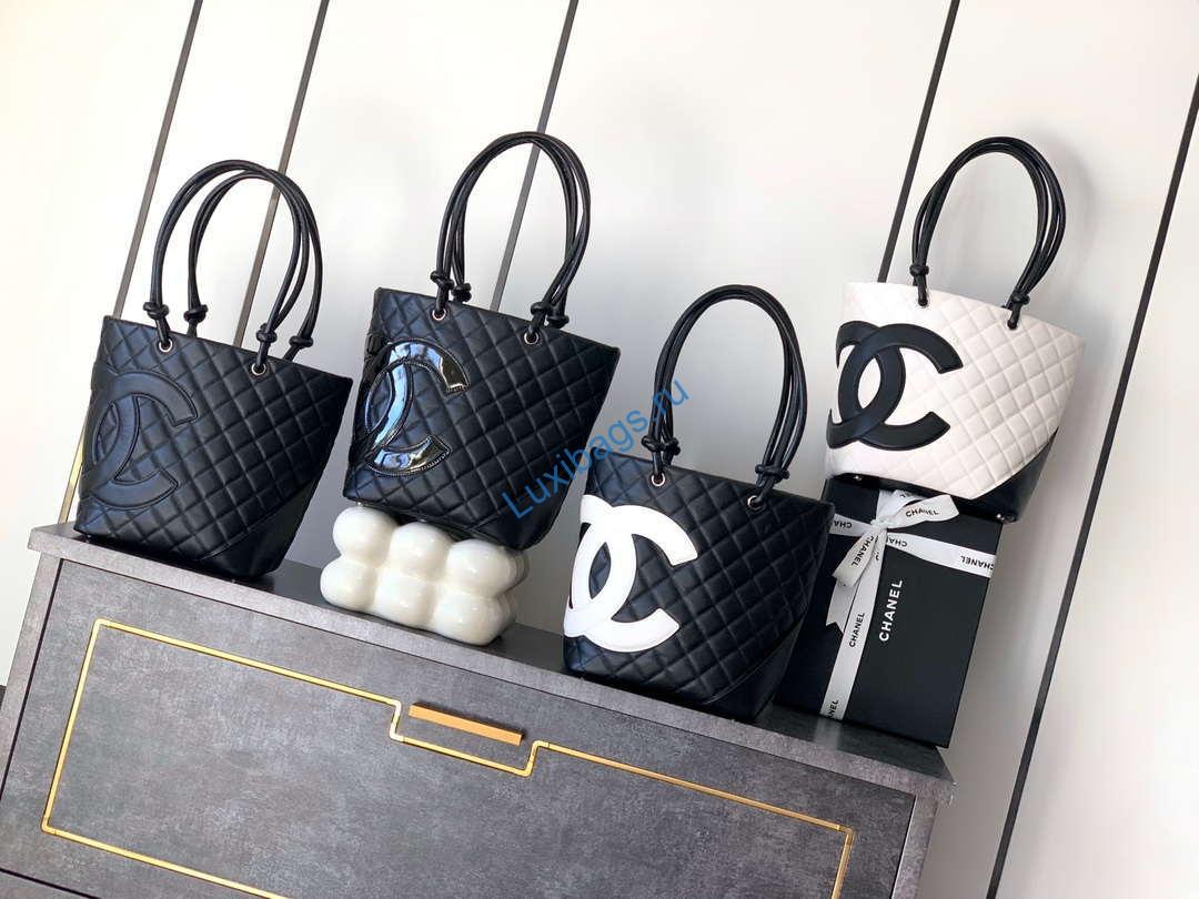 Chanel A98003 Vintage Large Bucket bag Black with White CC | chanel a98003 vintage large bucket bag black 01