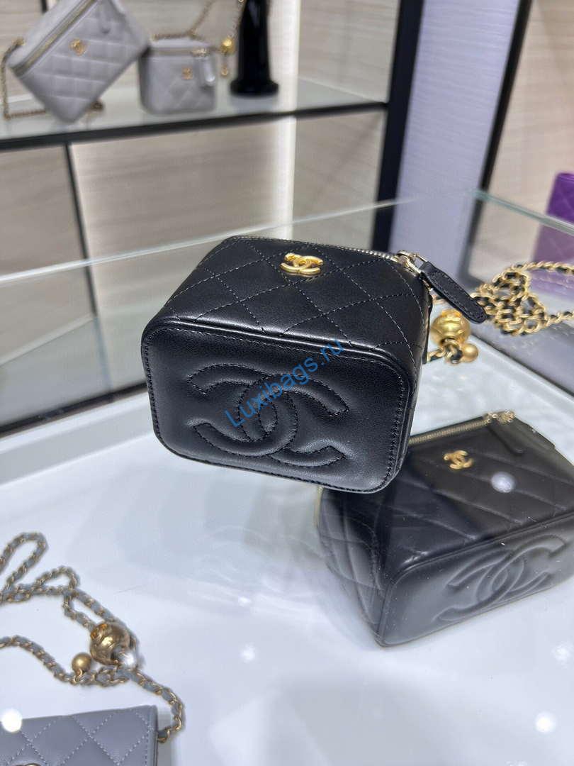 Chanel AP1447 small Vanity with chain lambskin gold Adjustable small gold balls Black | chanel ap1447 small vanity with chain lambskin gold adjustable small gold balls black 04