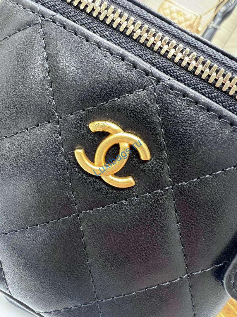 Chanel AP1447 small Vanity with chain lambskin gold Adjustable small gold balls Black | chanel ap1447 small vanity with chain lambskin gold adjustable small gold balls black 05