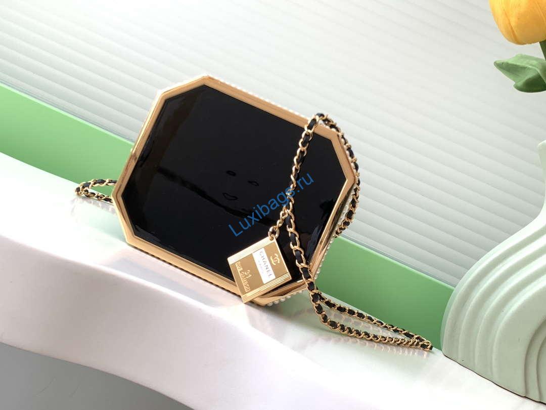 Chanel AS4954 Evening Small box tea can Black | chanel as5178 evening small box tea can black 04
