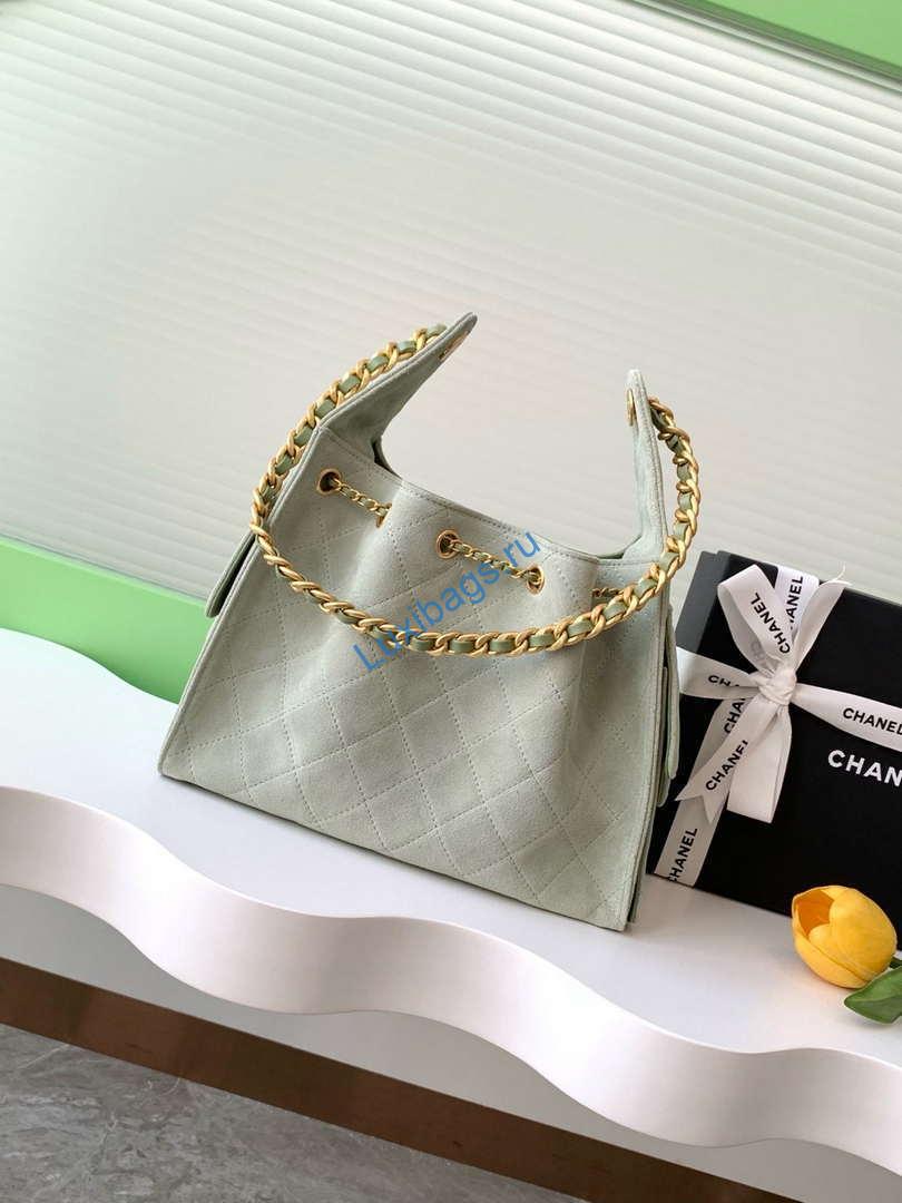 Chanel AS5293 Small Hobo Suede & Gold-Tone Metal Light Green | chanel as5293 small hobo suede gold tone metal light green 03